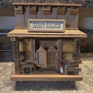 Vintage Enesco 1970s Solid Wood Sam' Saloon‎ Wall Hanging Key Holder Made Japan